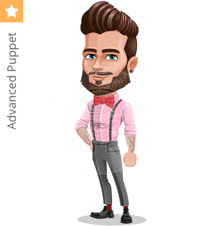Man with Bow Tie Cartoon Puppet